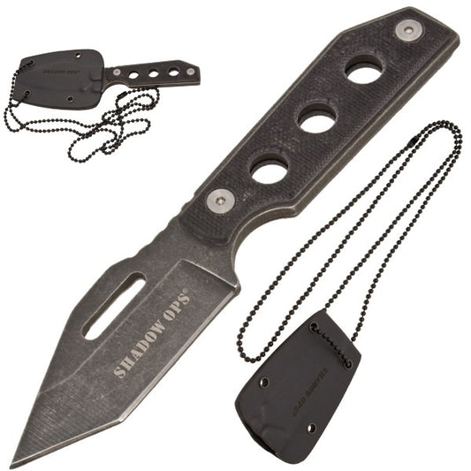 Shadow Ops Neck Knife With Tanto Blade G-10 Grip Handle Kydex Sheath