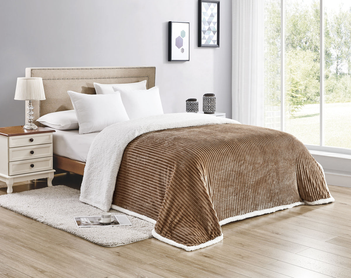 Corduroy Sherpa Blanket – Throw, Queen & King Sizes – Ultra Soft, Reversible, Cozy & Stylish
