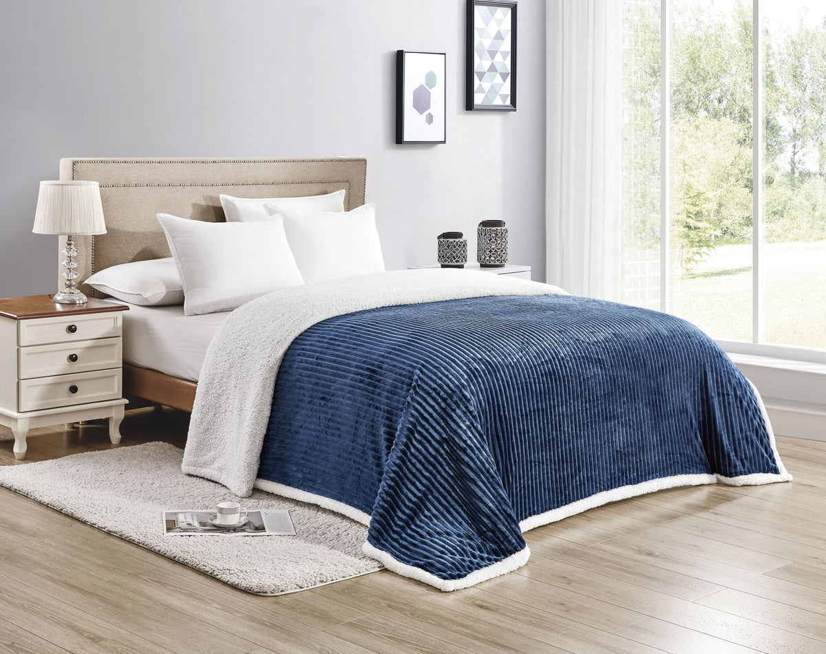 Corduroy Sherpa Blanket – Throw, Queen & King Sizes – Ultra Soft, Reversible, Cozy & Stylish