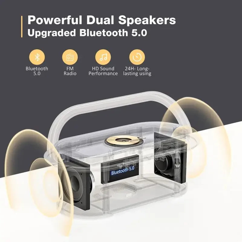 Bluetooth Speaker with Wireless Charging & Alarm Clock