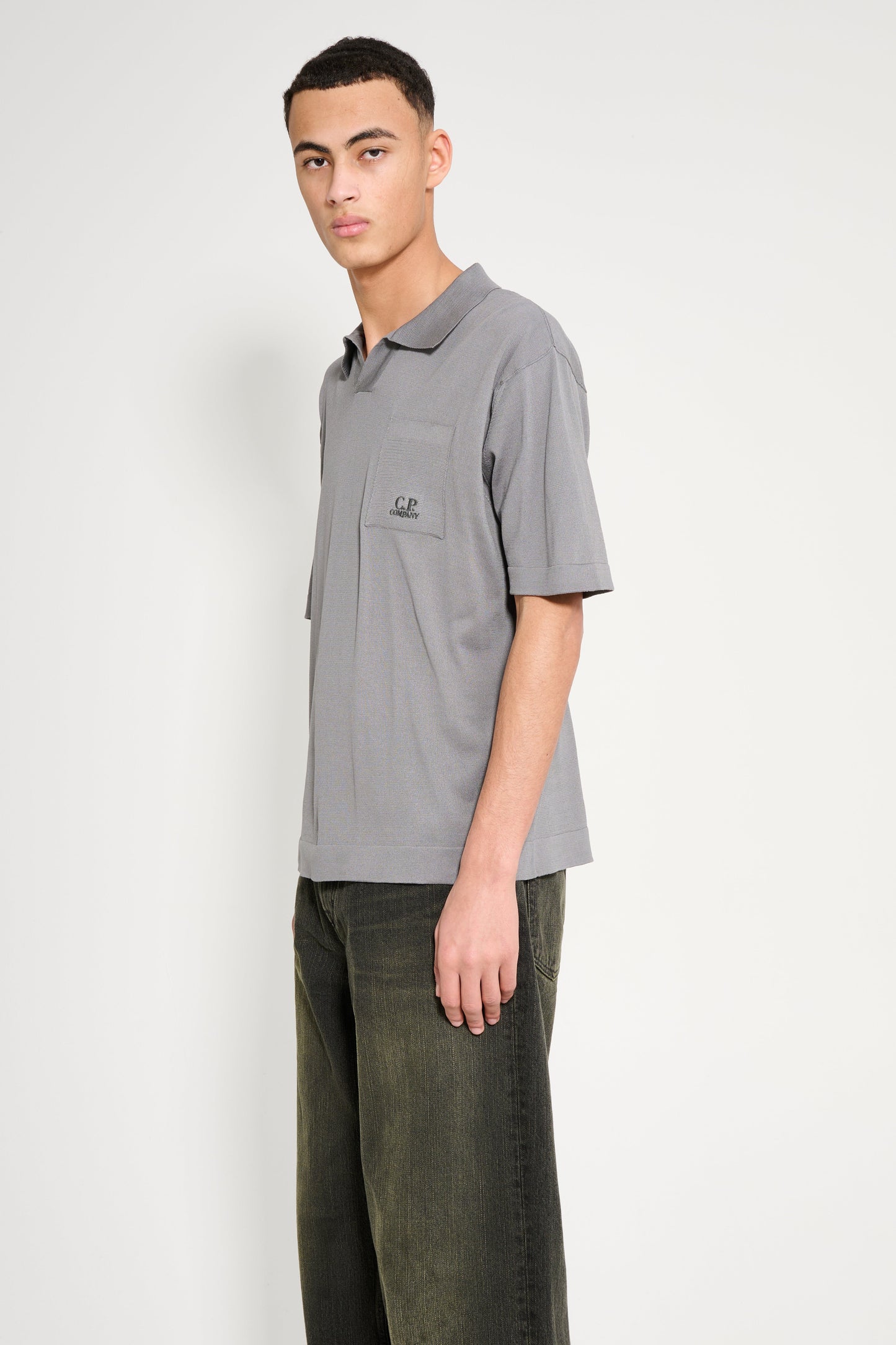 C.P. Company Polo Knit Smoked Pearl