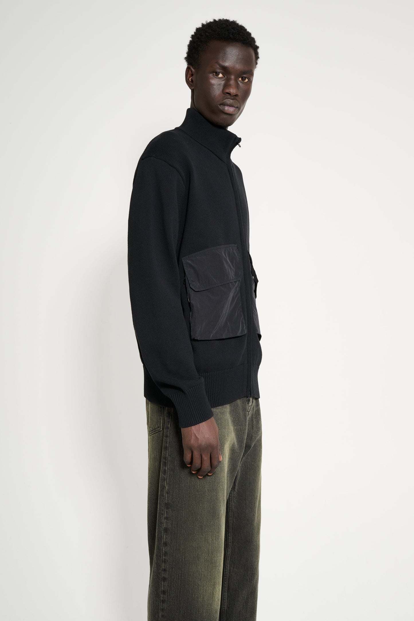 C.P. Company Lens Knit Cardigan Black