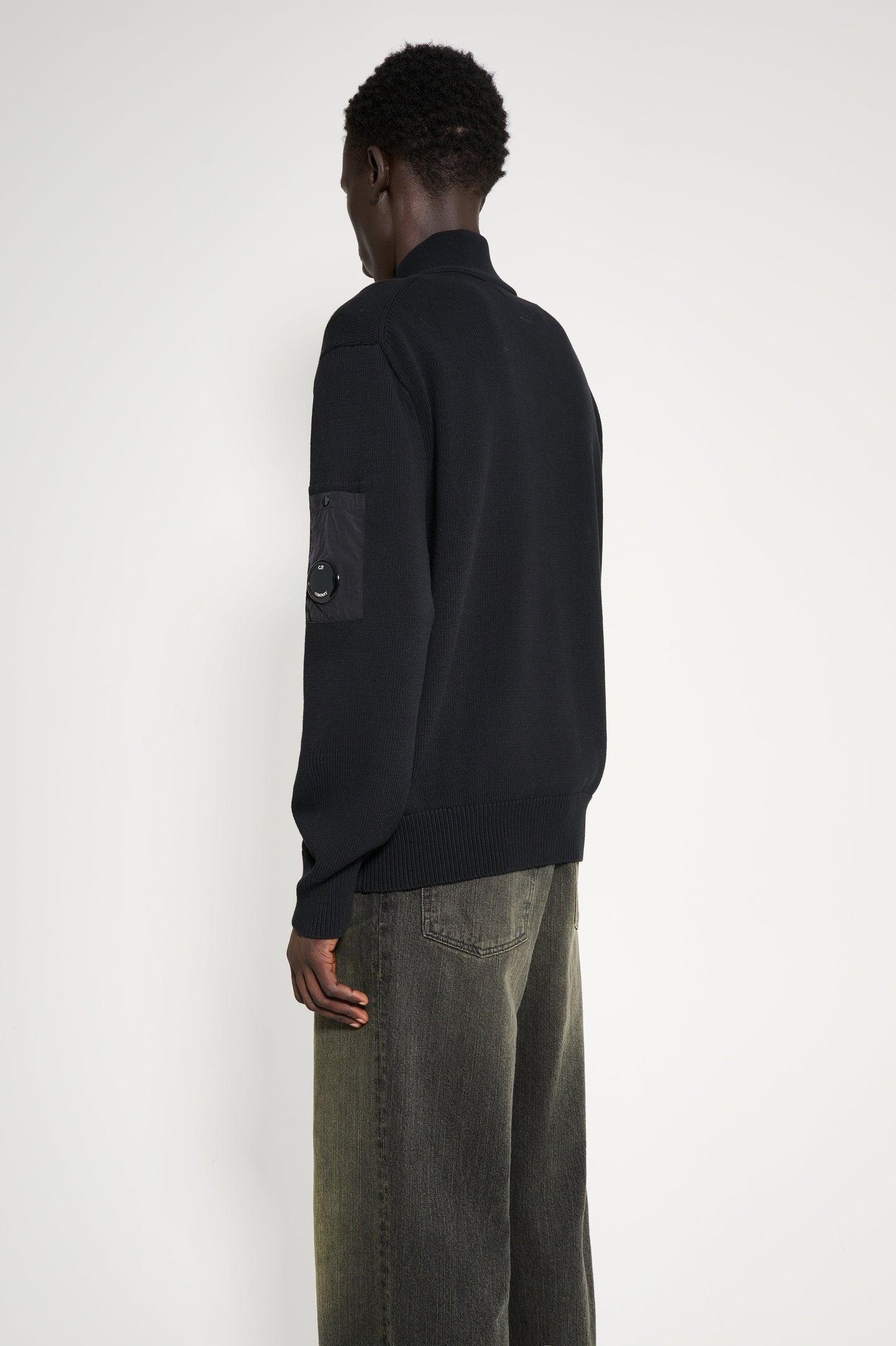 C.P. Company Lens Knit Cardigan Black