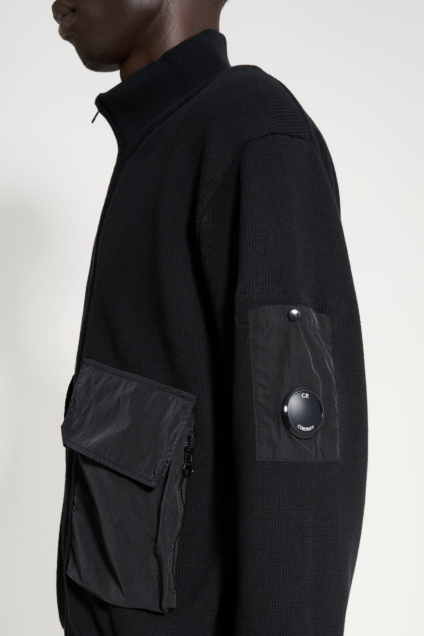 C.P. Company Lens Knit Cardigan Black