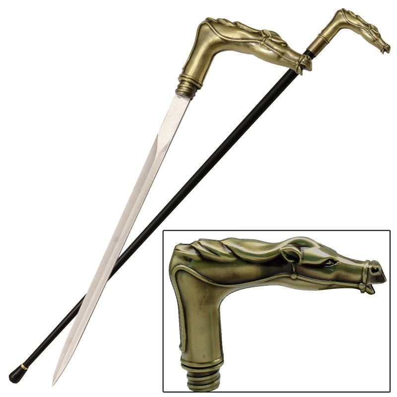 Horse Head Handle Walking Cane Sword