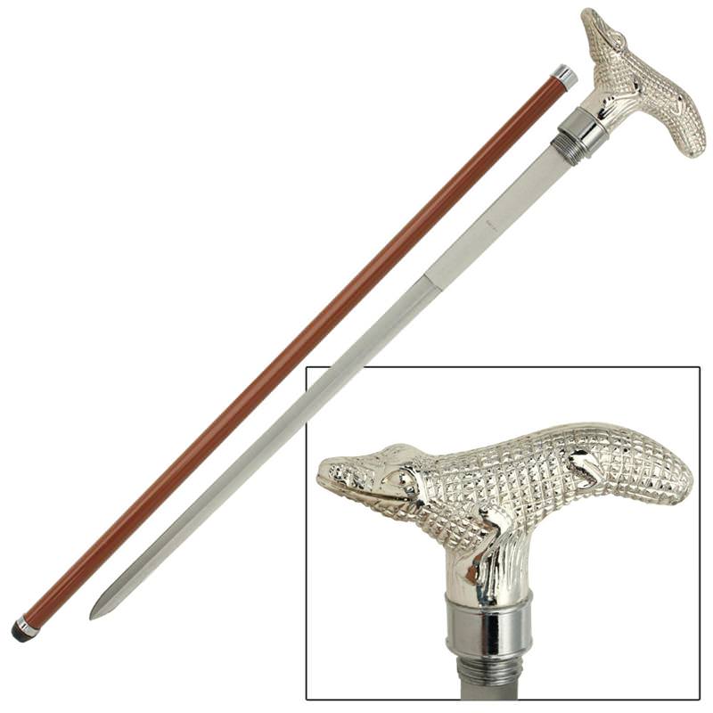 Exotic Albino Alligator Walking Cane Sword - TOPHATTER'S ARMORY DEALS