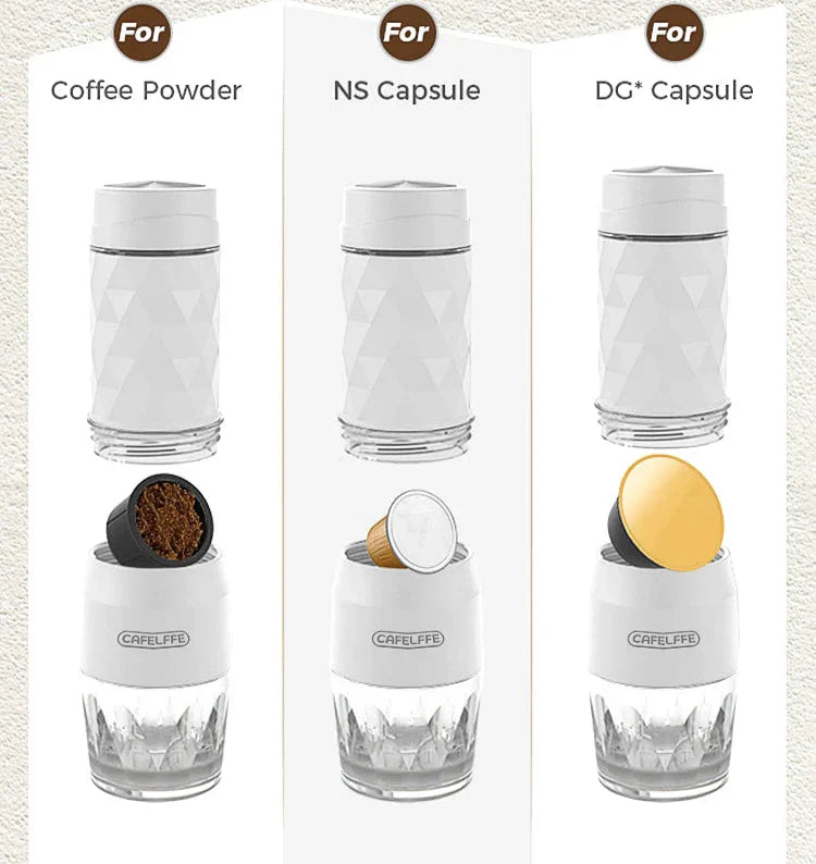 3 in 1 Portable Manual Espresso Maker Hand Press Coffee Brewer White