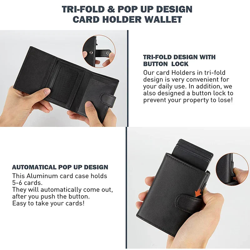 Slim Leather RFID Blocking Wallet with Coin Pocket