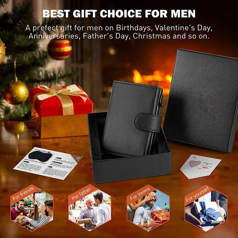 Slim Leather RFID Blocking Wallet with Coin Pocket