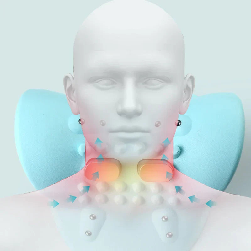 Portable Cervical Massager Neck & Head Traction Pillow Blue