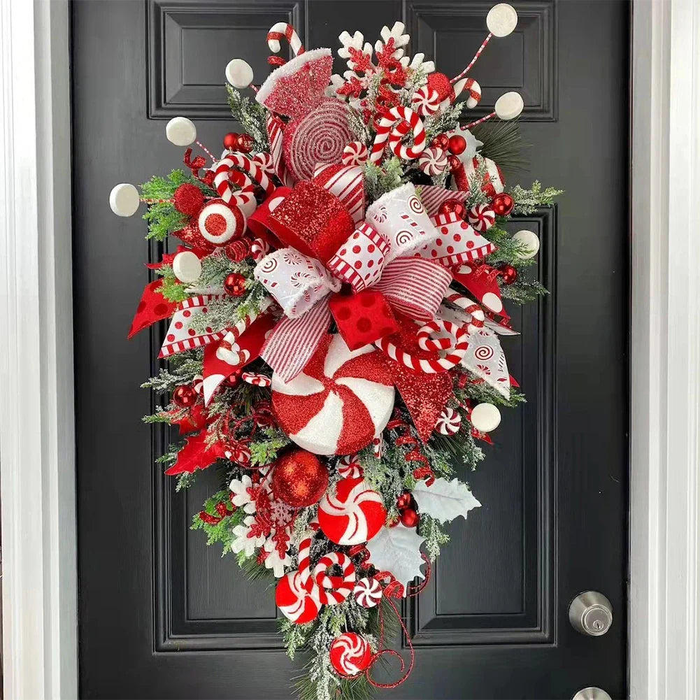 Christmas Candy Cane Swag Door Hanging Wreath