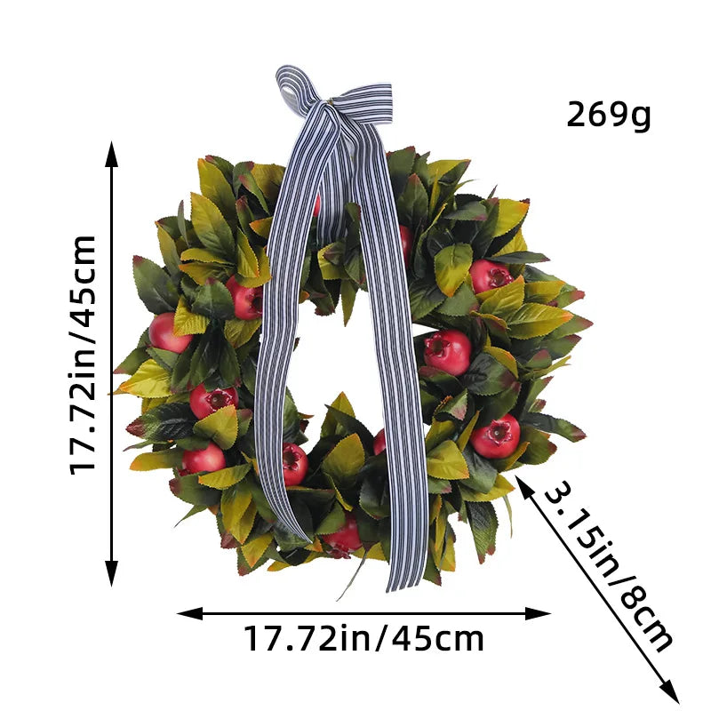 Christmas Green Wreath Pomegranate Door Hanging Decor