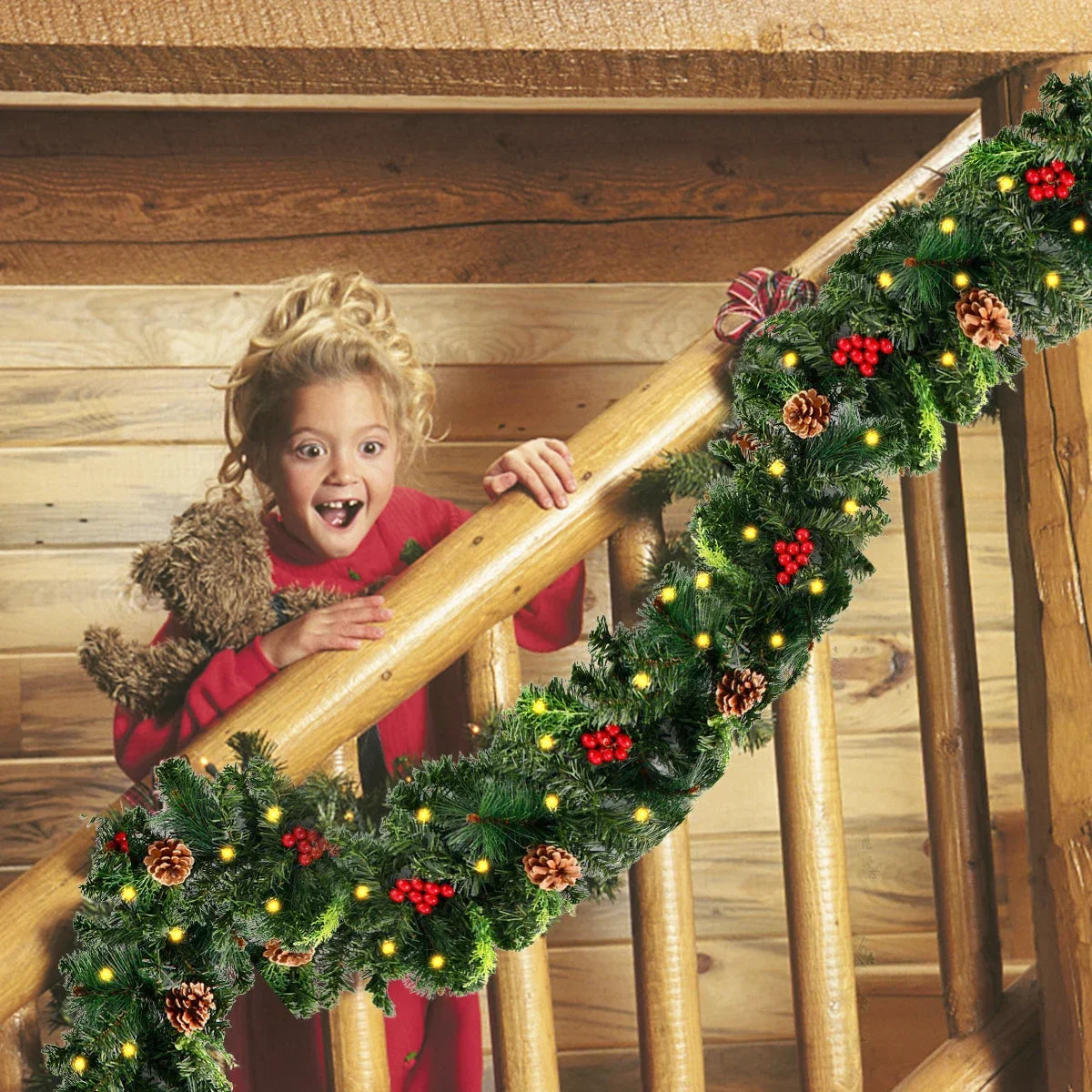 LED Pine Cone Christmas Garland Decoration