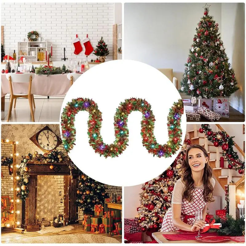Christmas LED Tinsel Garland with Lights