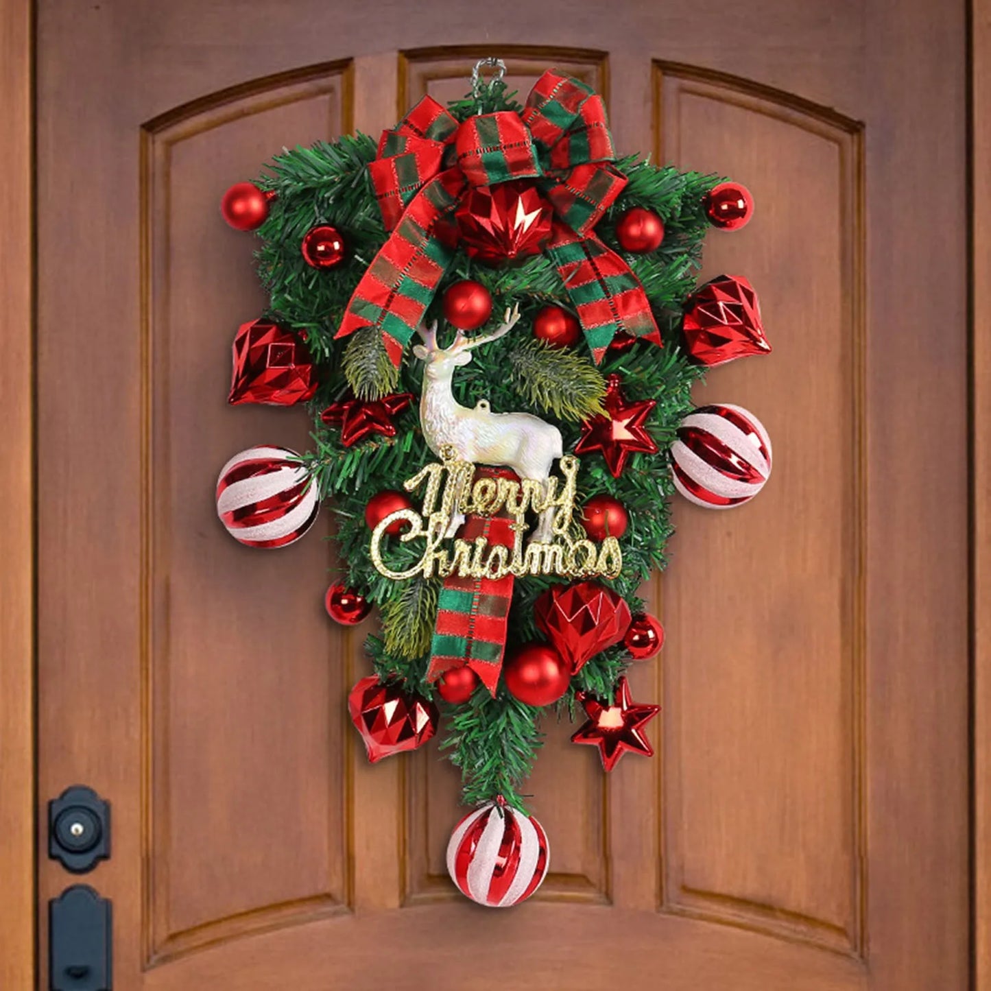 Christmas Red Fruit Elk Wreath Outdoor Hanging Decor
