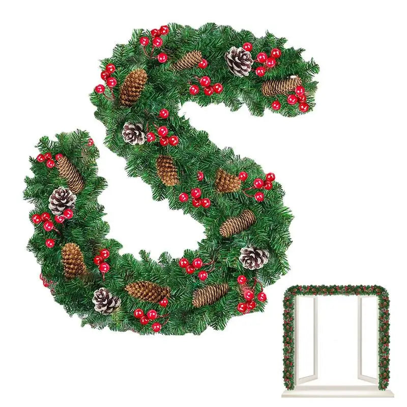 Luxury Christmas Pine Garland with Berries & Cones