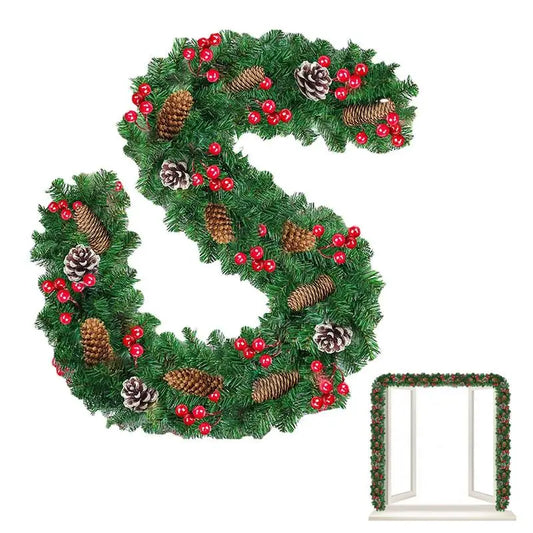Luxury Christmas Pine Garland with Berries & Cones