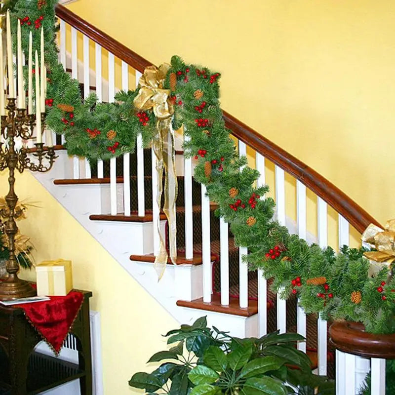 Luxury Christmas Pine Garland with Berries & Cones