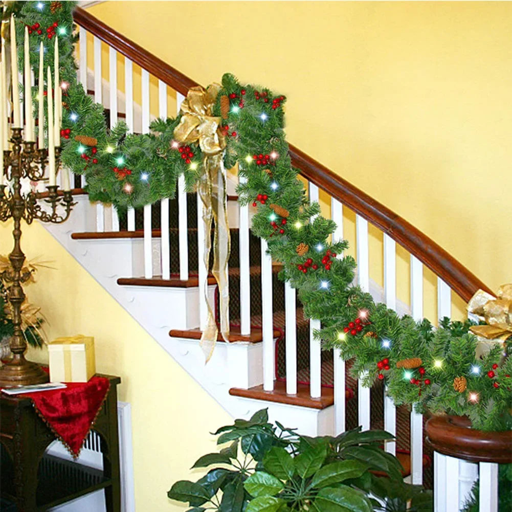 Christmas Garland with Pinecones & Red Berries - 2.7m