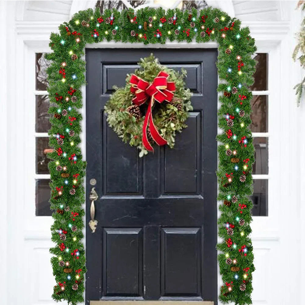 Christmas Garland with Pinecones & Red Berries - 2.7m