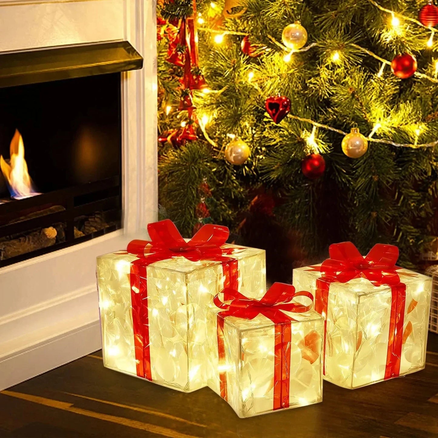 Christmas Glowing Gift Box Decoration Ornament
