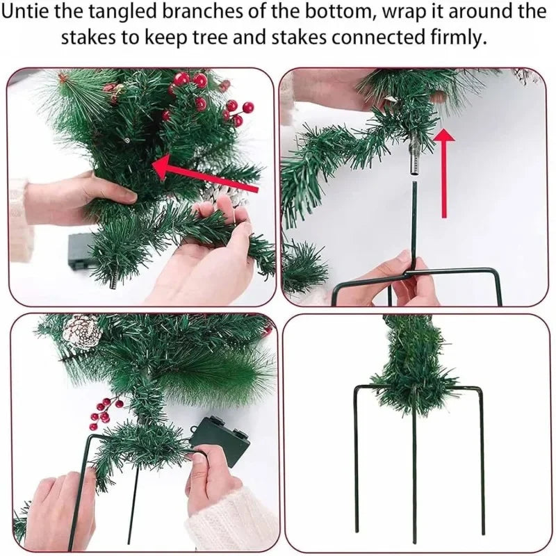 Christmas Planter Lighted Artificial Pine Trees with LED Lights