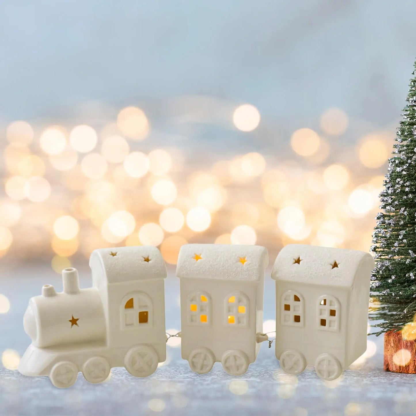 Lighted Christmas Train Decor