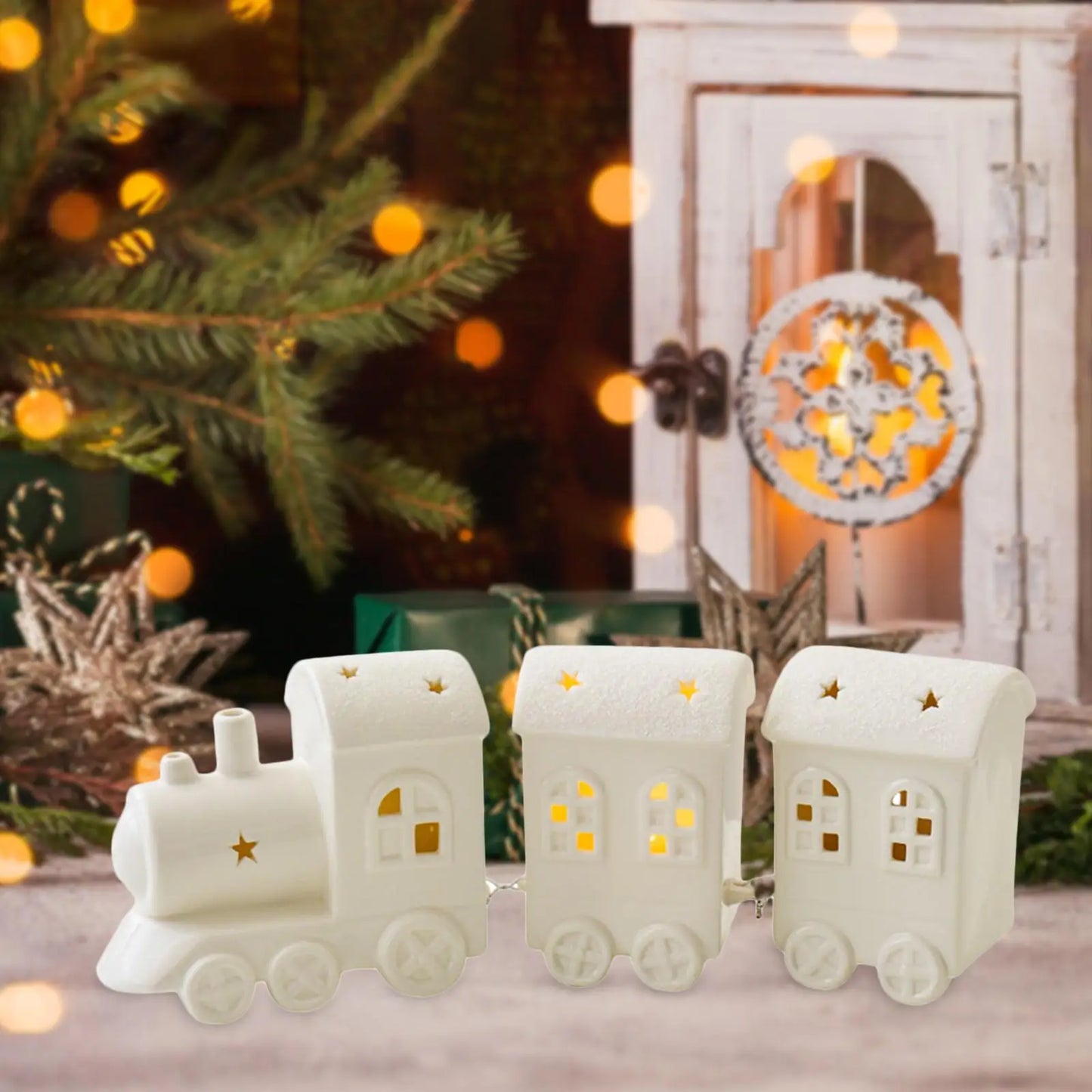 Lighted Christmas Train Decor