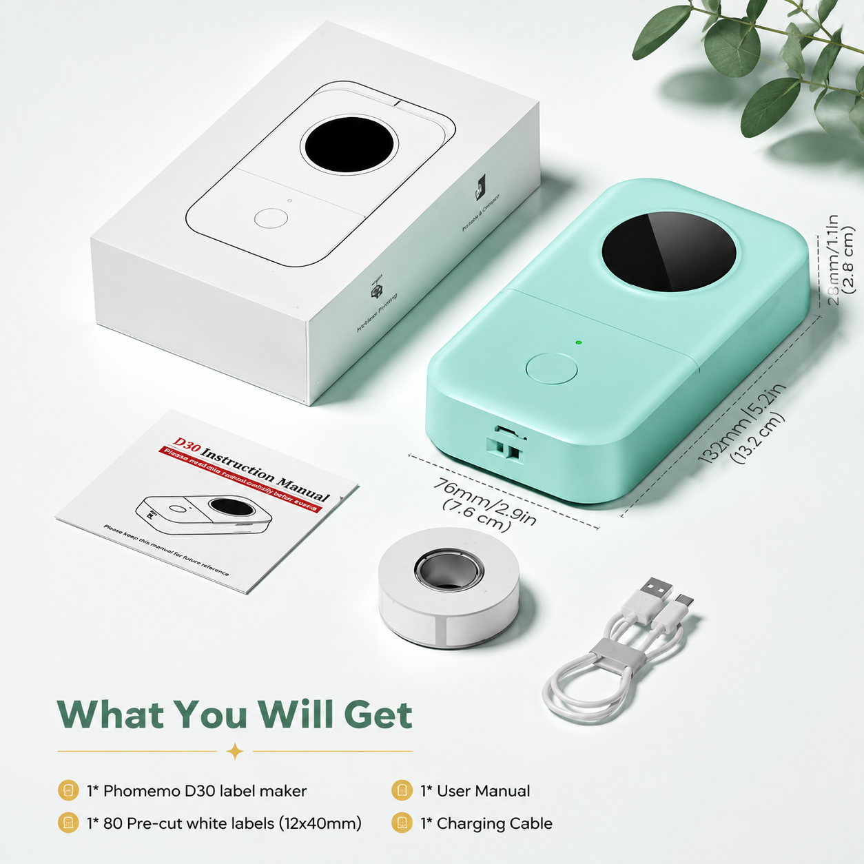 Portable Bluetooth Label Maker - Inkless Thermal Printer for Home & Office