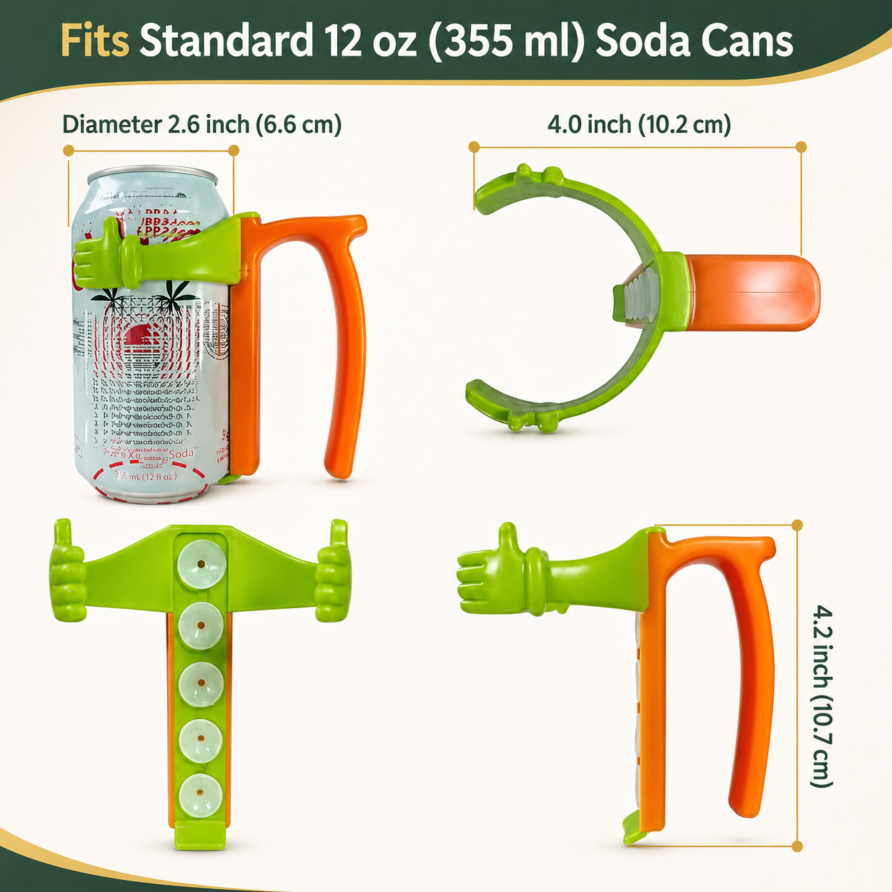 Spill-Proof Can Handle and Lid Set for Standard 12oz Cans