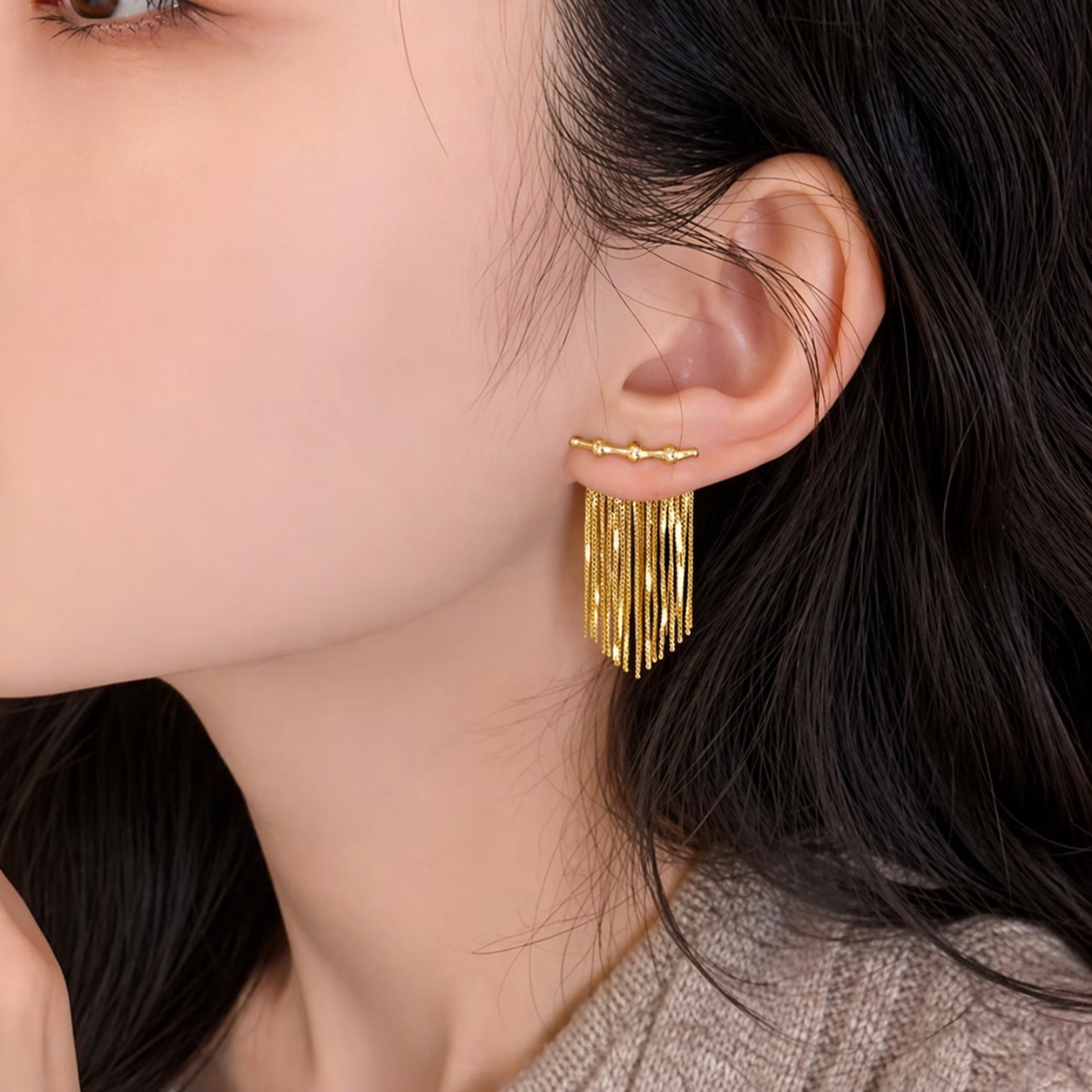 Lightweight Gold Dangling Fringe Earrings for Everyday Comfort and Style
