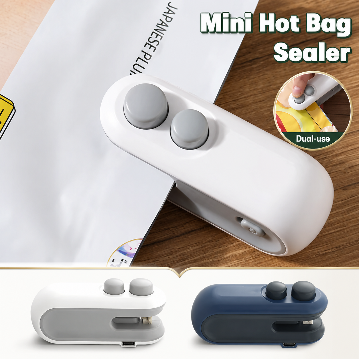 Portable Rechargeable Bag Sealer Cutter for Fresh Snacks Anywhere