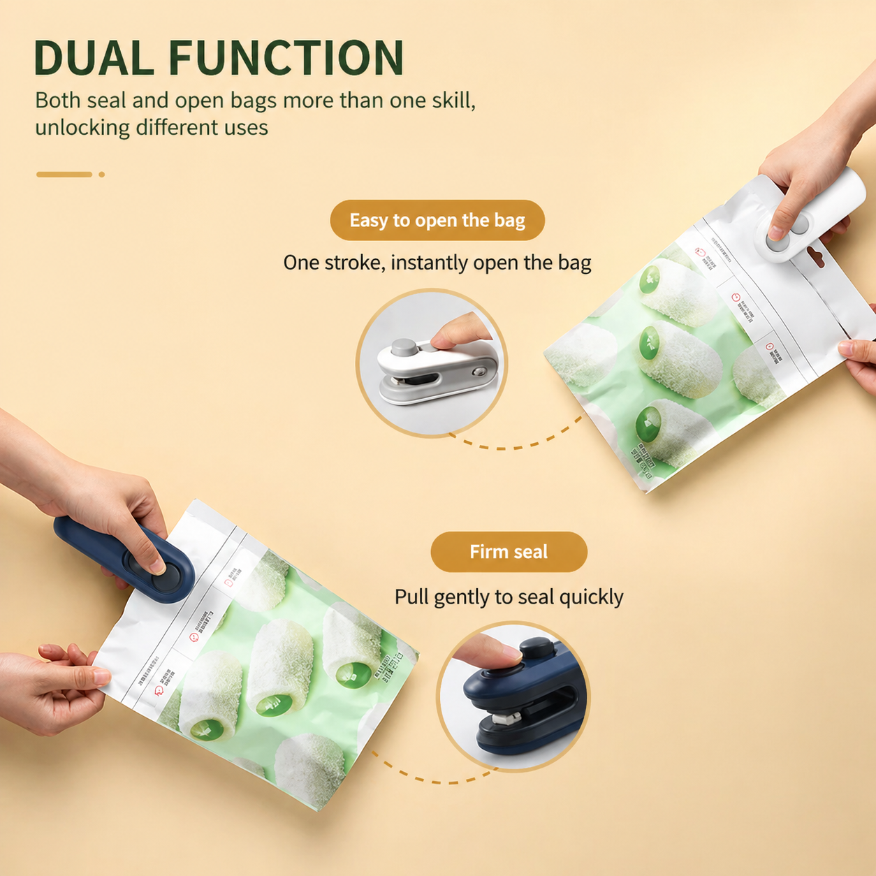Mini Bag Heat Sealer and Cutter with USB-C Rechargeable Design
