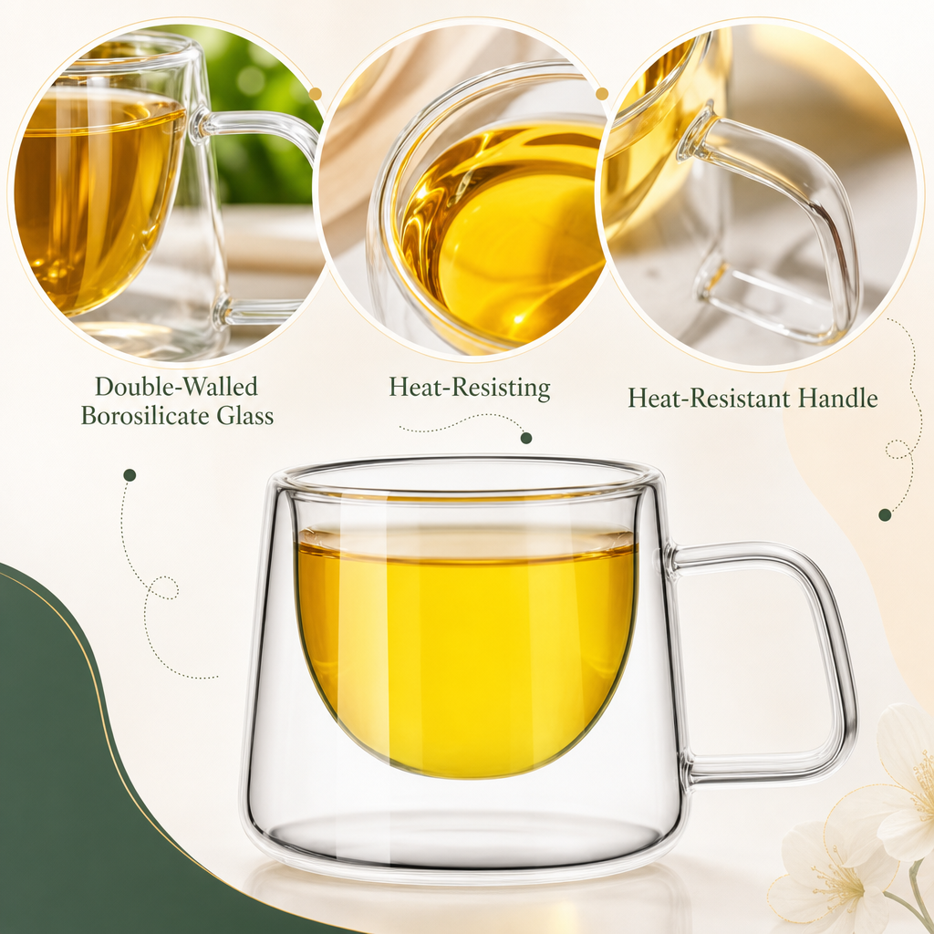 Double Wall Borosilicate Glass Coffee Mug - Cool Touch Espresso Cup