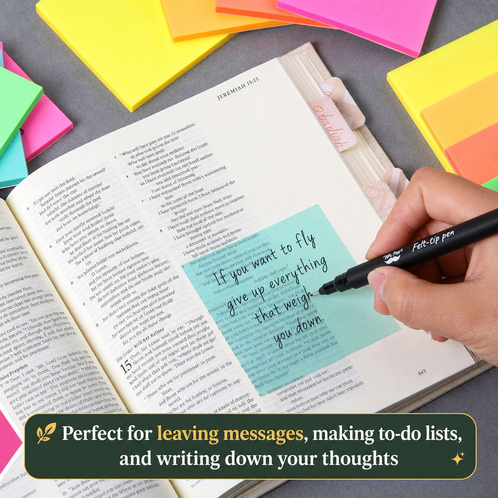 Translucent Glitter Sticky Notes 50-Pack for Study and Office Use