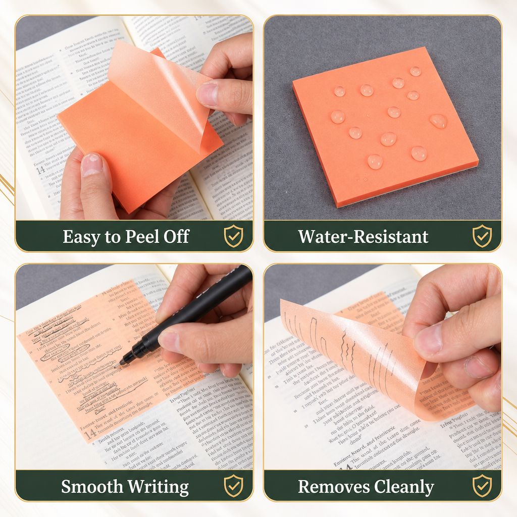 Translucent Glitter Sticky Notes 50-Pack for Study and Office Use