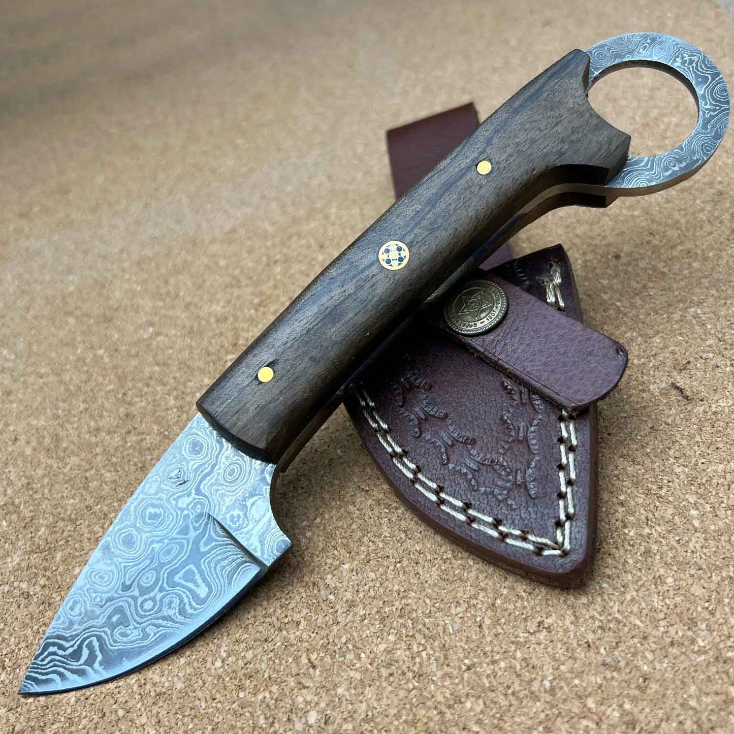 8" Damascus Steel Custom Handmade Tactical Karambit Ringtail Skinning Knife