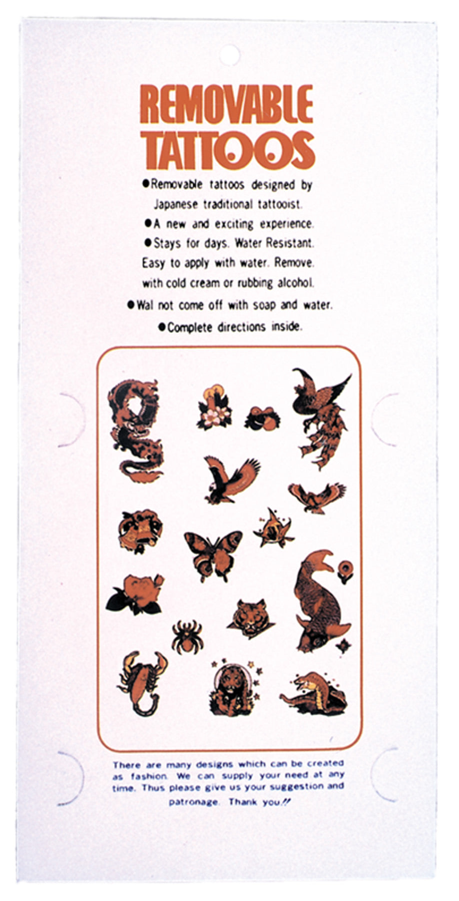 Tattoos 1Card = 1 Removable