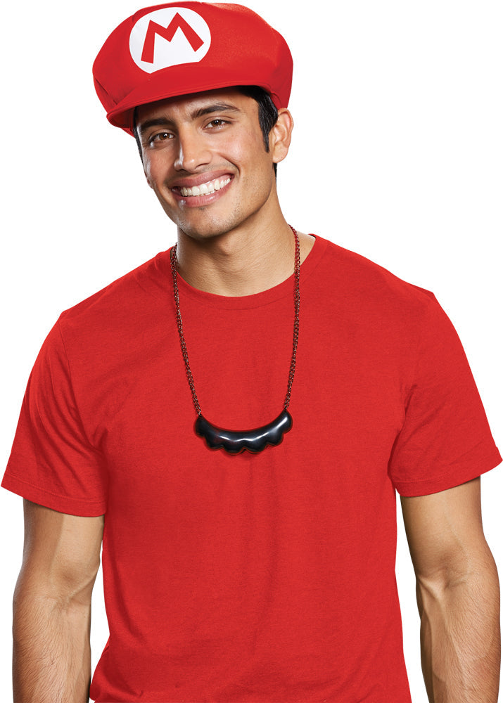 New Mario Hat & Mustache Necklace - Adult