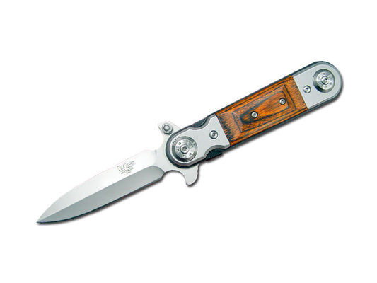 Stiletto Style Assisted Opening Knife with Spanish Pakawood Handle