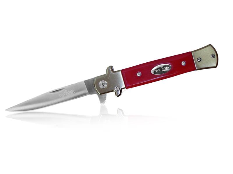 Red German Style Stiletto Spring Assisted Knife - TOPHATTER'S ARMORY DEALS