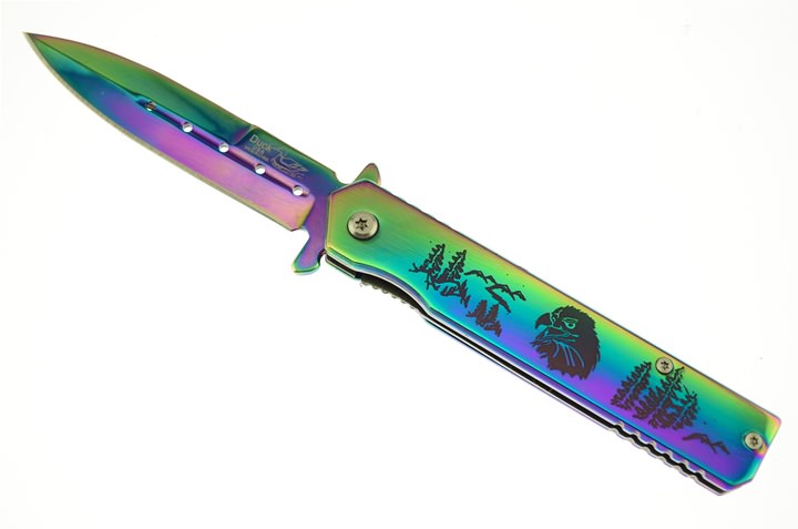4.5 Inch Closed Spring Assist Eagle Folding Knife - Titanium