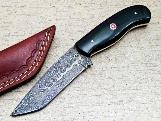 Damascus Steel Custom Handmade Hunting Tanto Knife 8.5"
