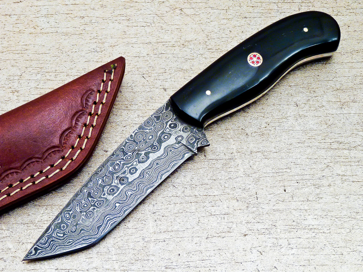 Damascus Steel Custom Handmade Hunting Tanto Knife 8.5" - TOPHATTER'S ARMORY DEALS