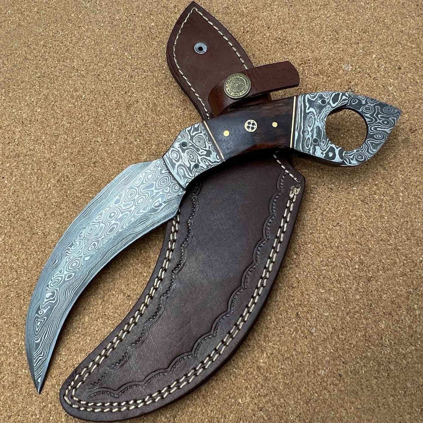 10" Handmade Damascus Karambit Knife With Walnut Wood Handle