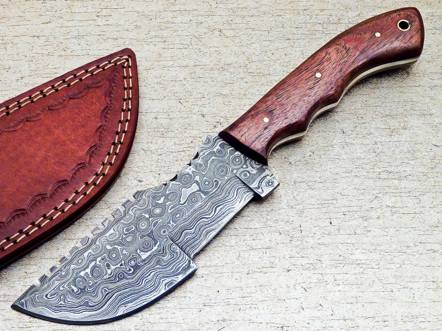 Damascus Steel Handmade Hunting Tracker Knife 10"