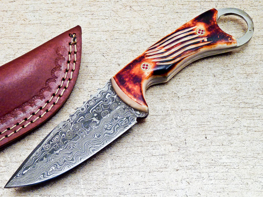 Custom Handmade Damascus Steel Hunting Karambit Knife 9"
