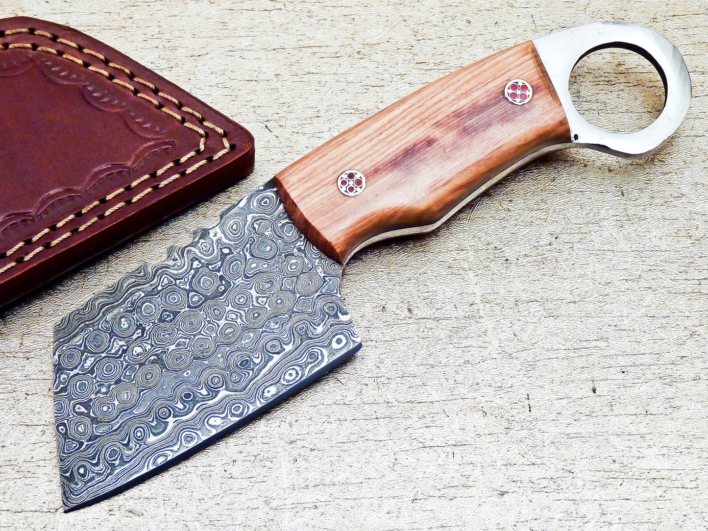 Custom Handmade Damascus Steel Karambit Sheepsfoot Knife 7"