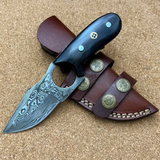 6.5" Damascus Steel Custom Handmade Tactical Hunting Skinning Knife