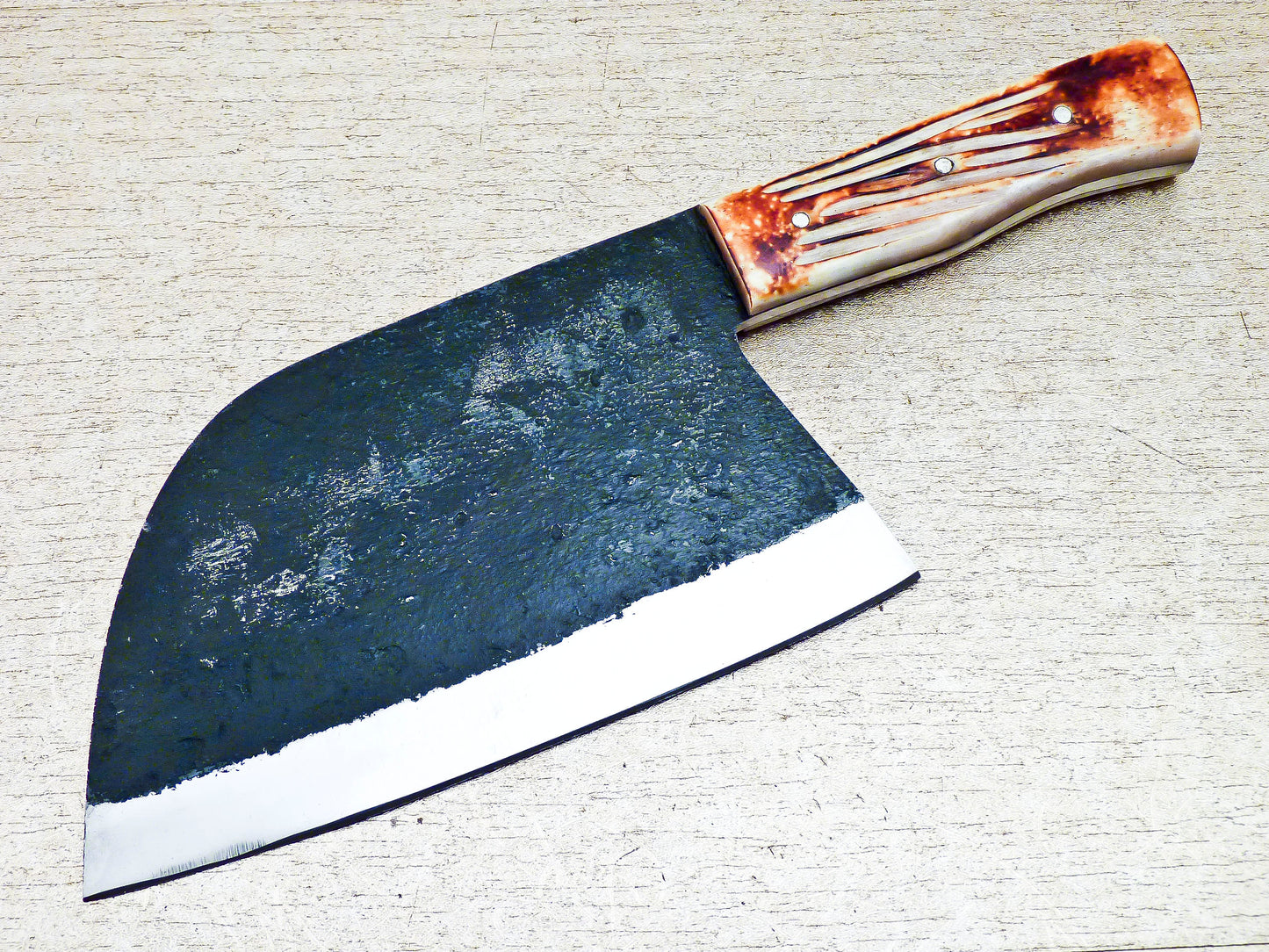 Handmade Forged Carbon Steel Kitchen Chef Cleaver Knife 12"